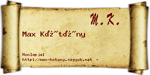 Max Kötöny névjegykártya